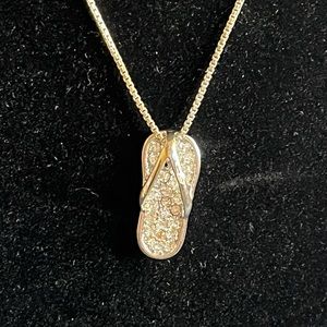 Sterling Silver Rhinestone Flip-Flop Necklace